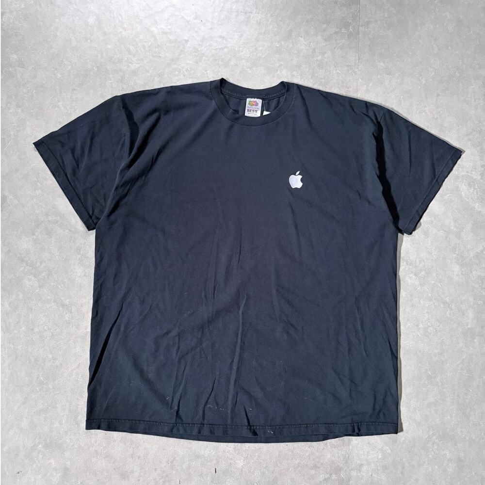90s Vintage Apple Embroidered Black T-Shirt -XXL